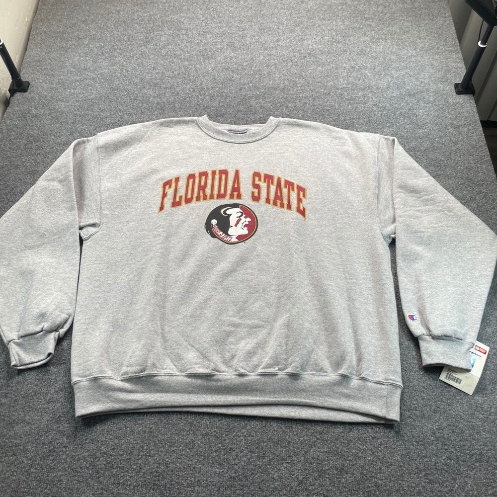 Champion Sweatshirt Mens XXL Gray Florida State Seminoles NCAA Crewneck New